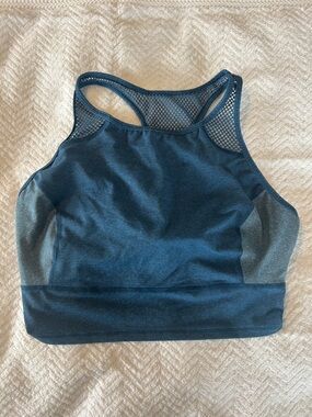 High-Neck Sport Bralette in Teal Blue